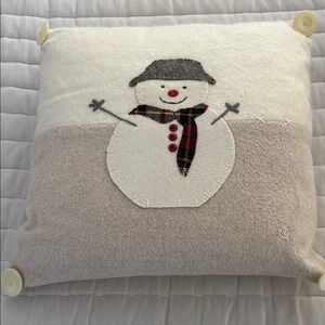 Crate&Barrel Cozy Snowman Holiday Pillow *New